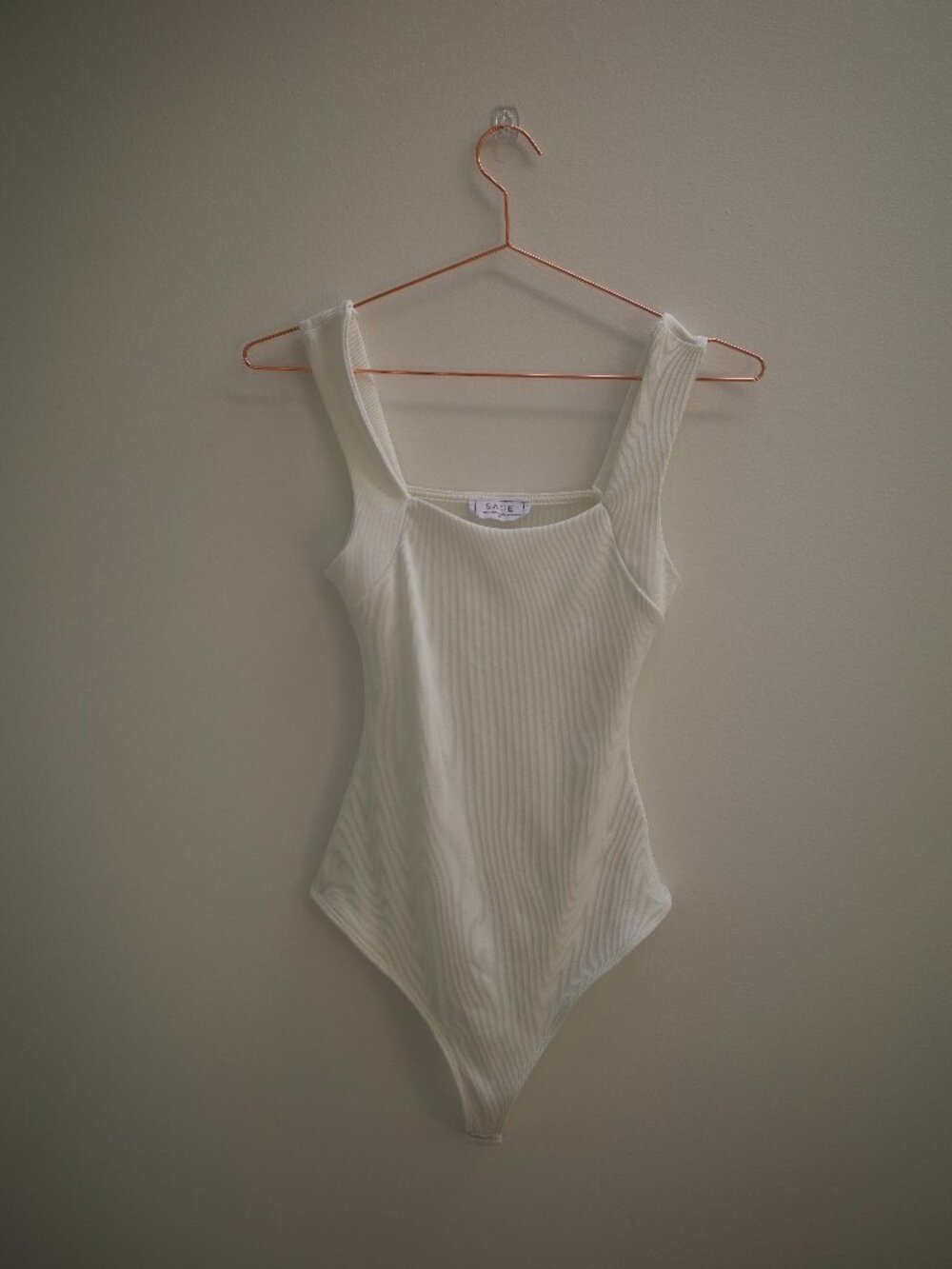 Sage the Label White Ribbed Bodysuit